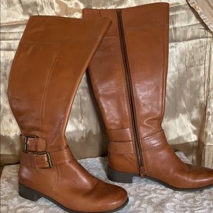 Cognac leather boots